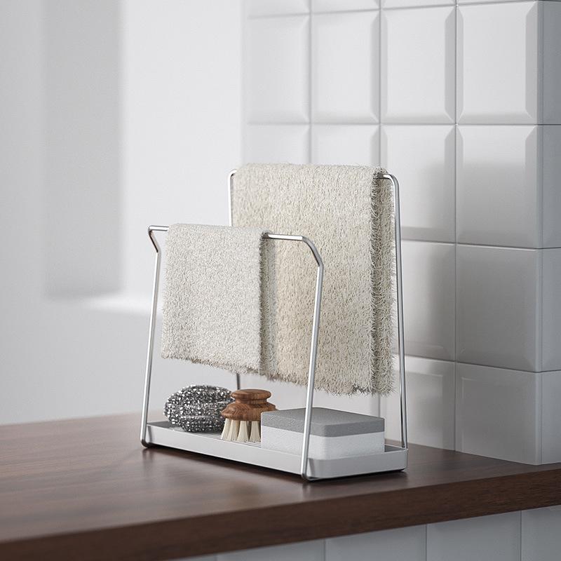 Stainless Steel Drain Rack Kitchen Dishwashing Liquid Sponge Countertop Rack Punch-free Rag Rack Faucet Sink Drying