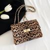 Trendy Niche Design Leopard Print Small Square Shoulder Crossbody Daily Bag