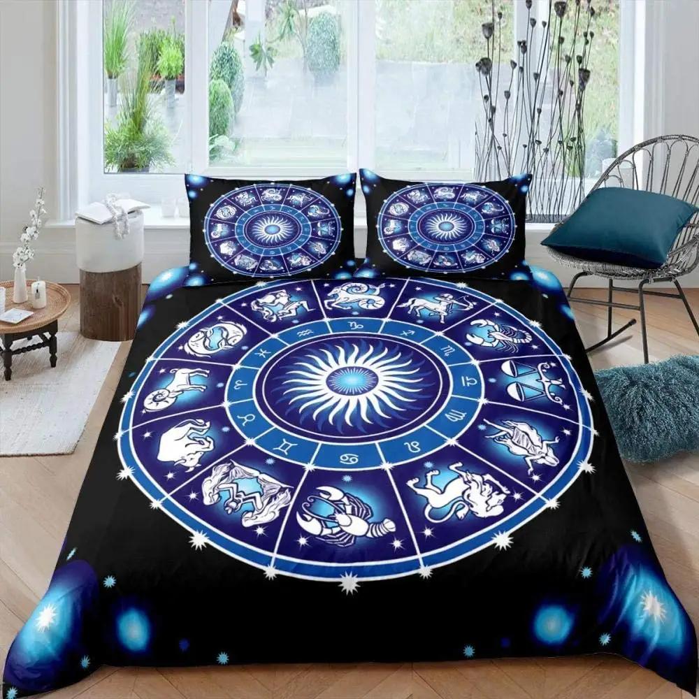 Sun and Moon Duvet Cover Twelve Constellations Duvet Cover Universe Theme Bedding Set for Kids Boys Girls Teens Gifts Room Decor