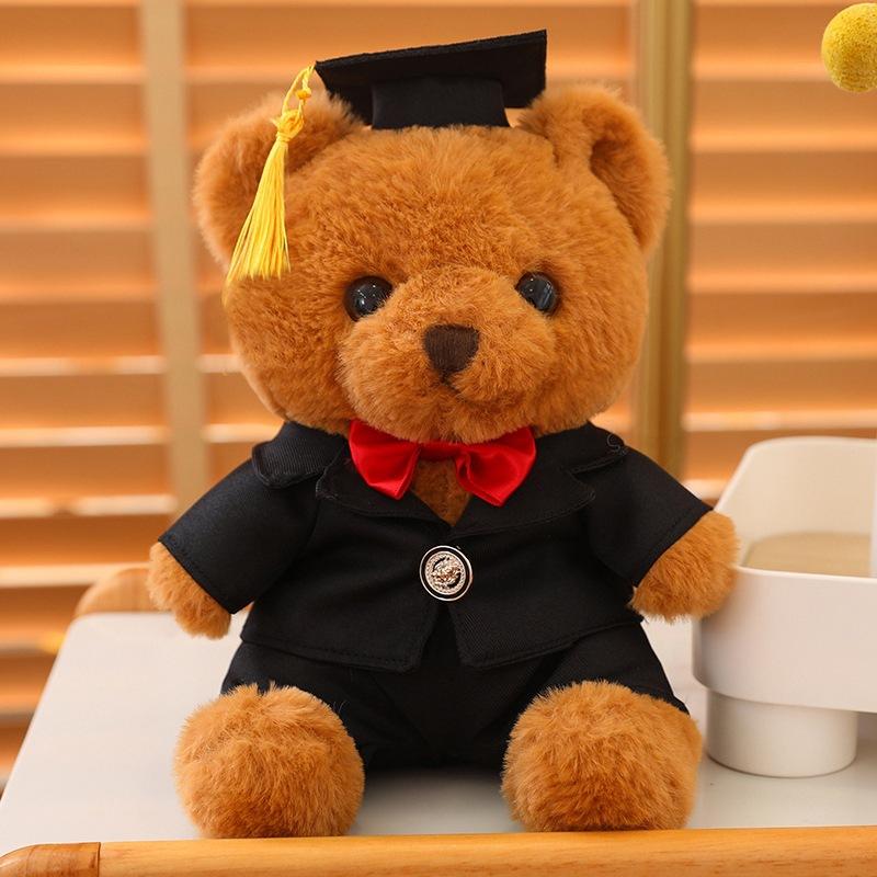 Niedlicher Abschlussbär Puppe Plüschtier Doktorhut Teddybär Umarmbär Puppe Student Abschlussgeschenk