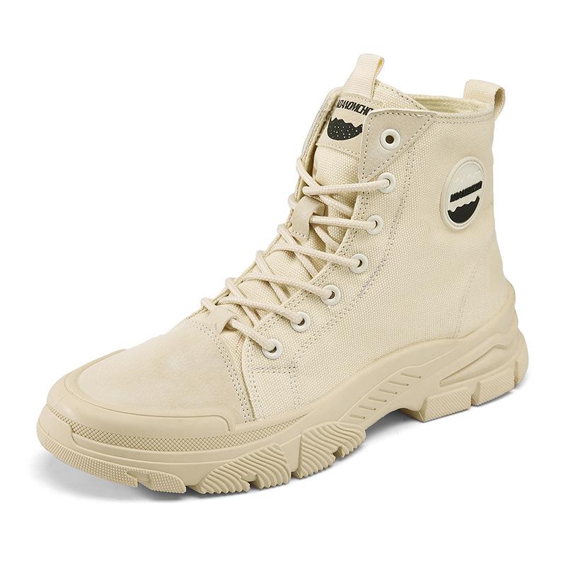 Pánské boty podzim a zima nové ležérní boty módní outdoorové pracovní boty trendy vysoké plátěné boty korejská verze retro martensky