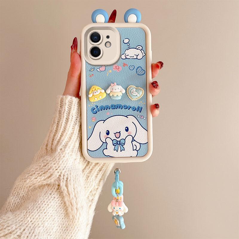 KEYSION Cute Ear 3D Cartoon Case for iPhone 11 with Bracelet Soft Silicone Shockproof Phone Back Cover for iPhone 11