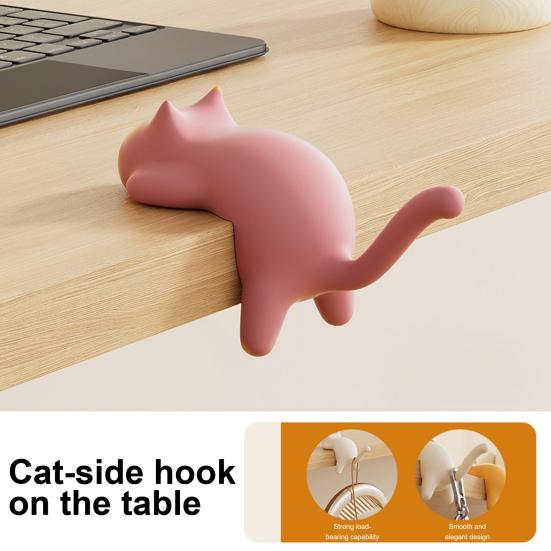 Yousheng 1/3Pcs Cute Cat Shaped Hook Table Handbag Hanger Strong Load-bearing Multipurpose Heavy Duty Purse Hook Bag Holder