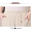 High-Waist Wide-Leg Drapey Pants for Middle-Aged & Elderly Women - Casual, Loose, Straight-Leg Fit for Spring & Autumn