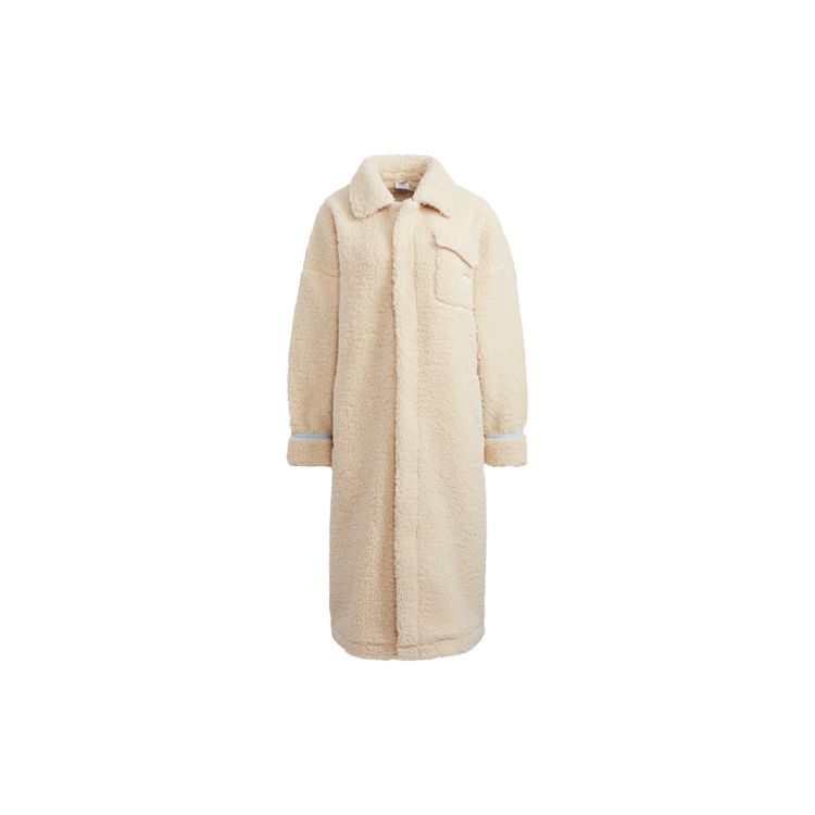 adidas Originals Women s Lamb s Wool Long Coat Cream Yellow HC0308 34