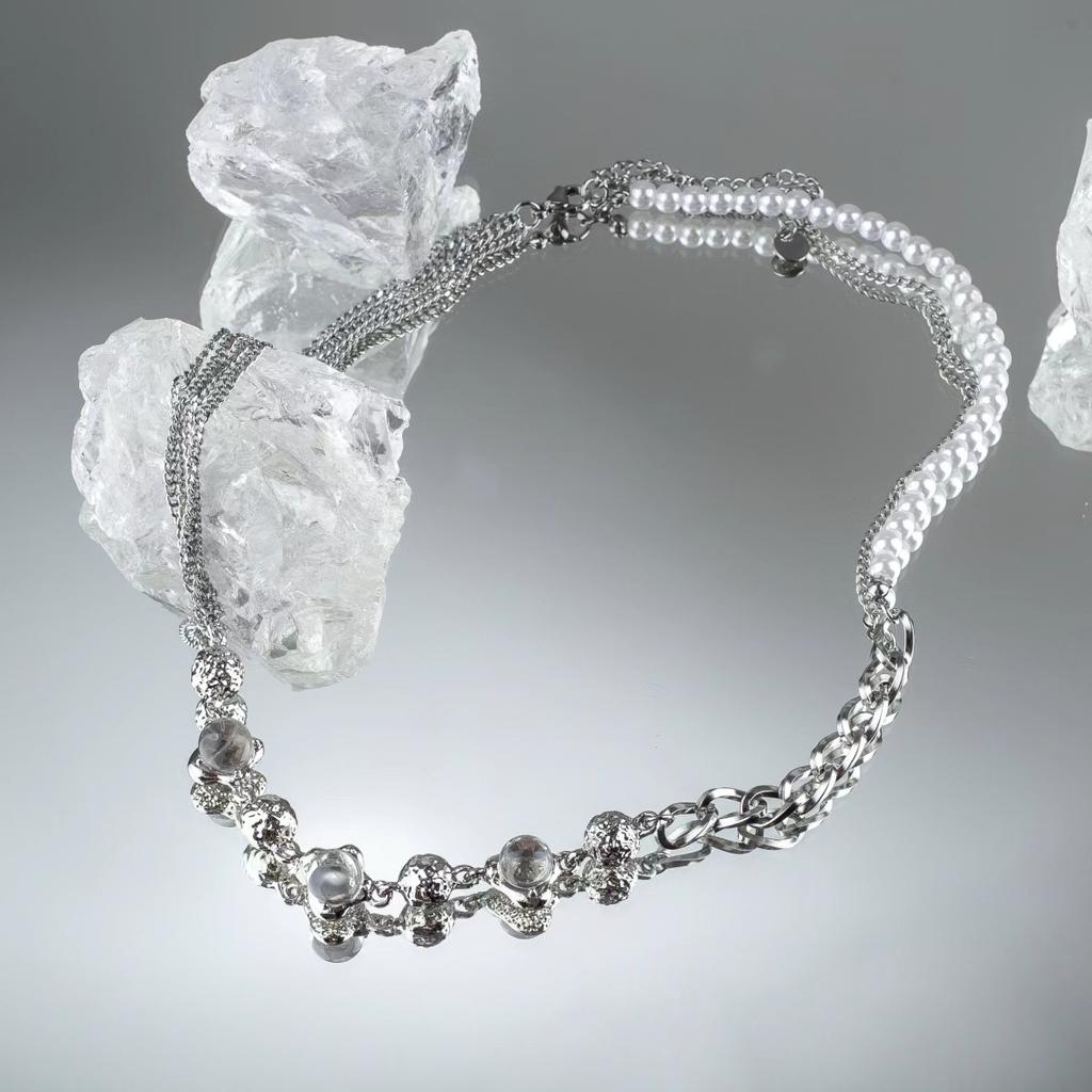 ins style design versatile necklace women's opal pearl splicing collarbone chain neck chain pendant jewelry