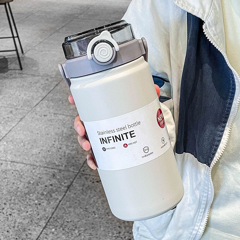 

Double Drink Large Capacity Thermos Cup for Girls Good-looking Straw Cup Portable 316 Stainless Steel Cup Men s Thermos 1000ml White 0