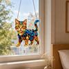 Cat Stained Glass Pendant with Easy Hang Style Suncatcher Acrylic Metal Chain Window