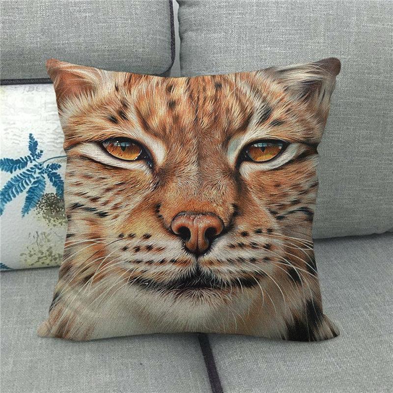 Wild Animals: Lions, Tigers Digital Printing Short Plush Pillow Covers For Car Sofa Office Cushion Cover Home Goods 60X60Cm