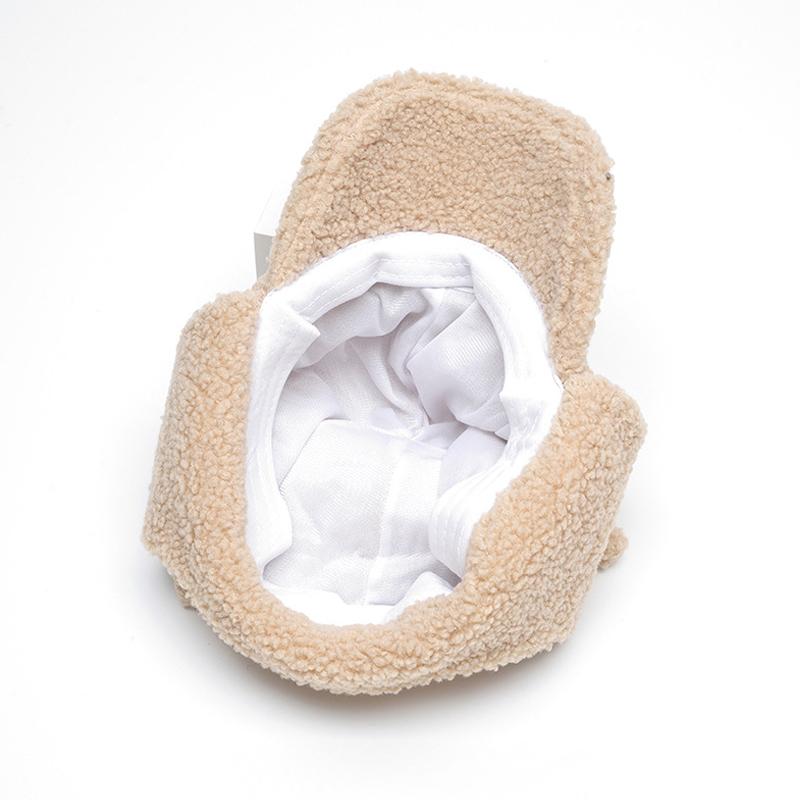 Baseballcaps i lammeull Varm lue Damepluss Ensfarget Høst Vinter Ørebeskyttelseslue