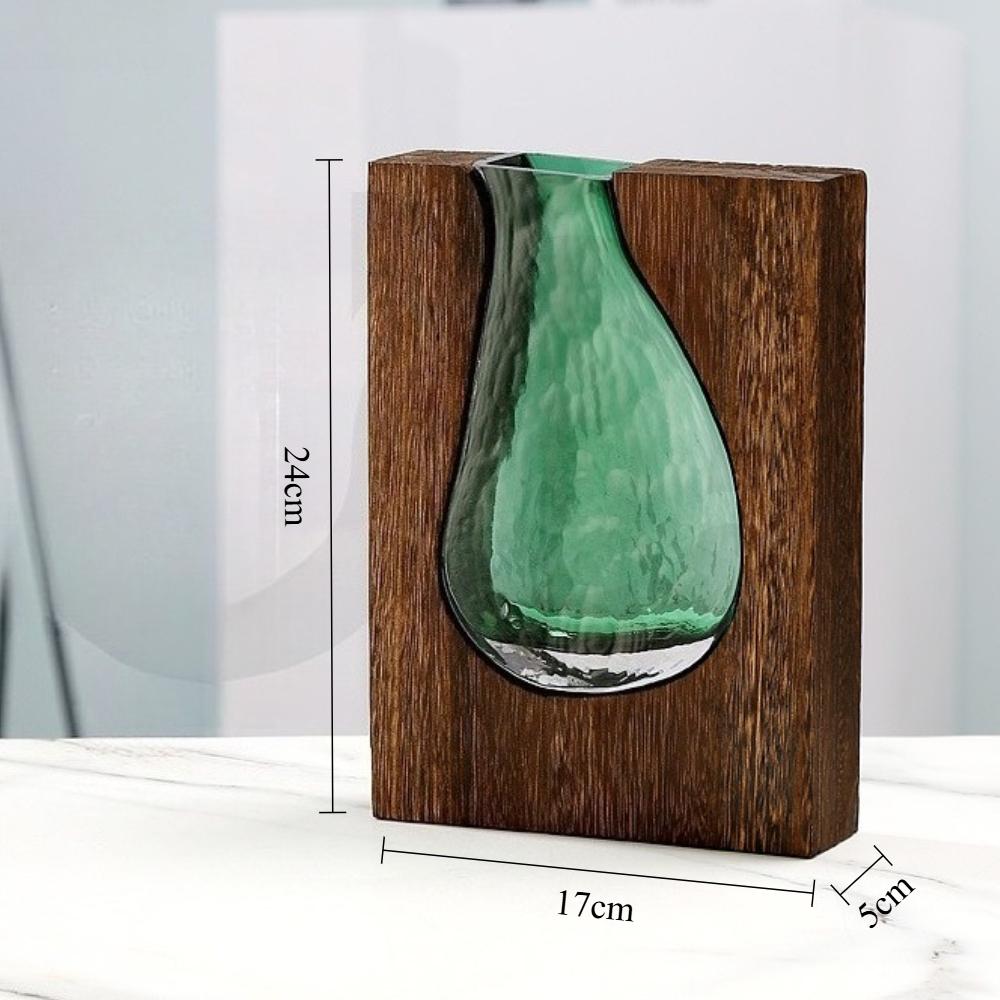 Creative Transparent Vase Nordic Style Wooden Glass Vase Decorate The Home Flower Vase Decorative Floral Arrangement Display