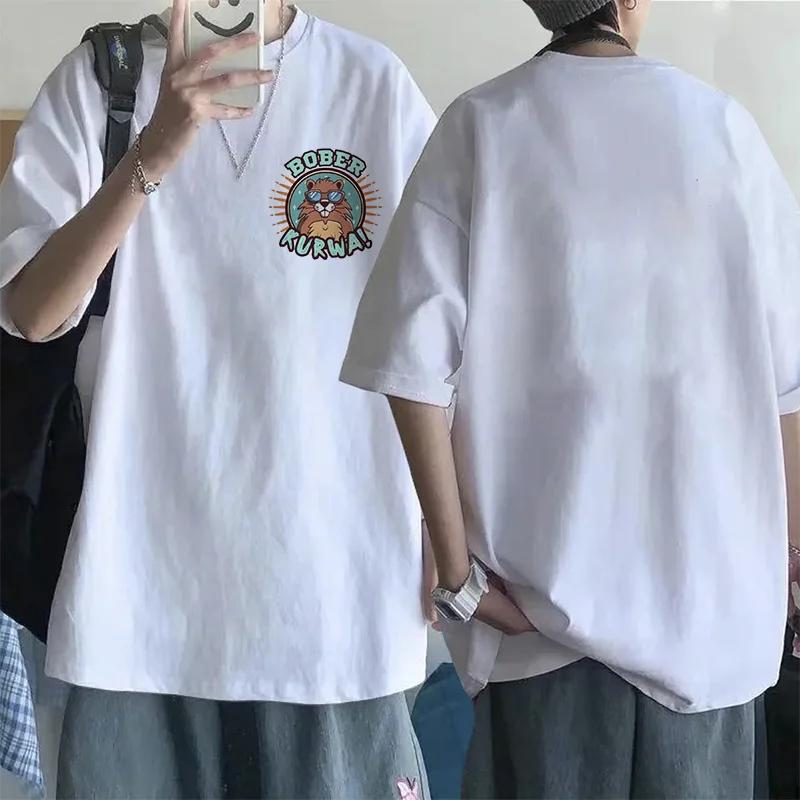 Bobr Kurwa Cartoon Tee Shirt for Mem Women Funny Tops Streetwear Kurwa Bober Harajuku Y2k Pocket Tshirt Fashion Mange T-shirt