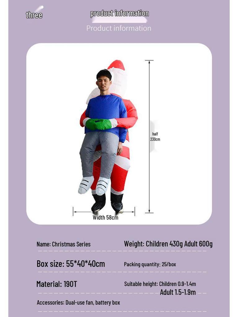 Halloween Santa Claus Snowman Reindeer Inflatable Costume - Christmas Tree Gingerbread Man Outfit