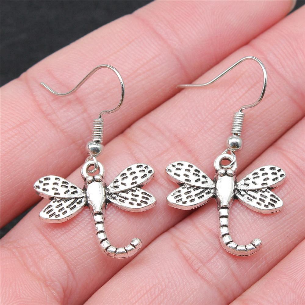 Hängeohrring Libelle Schmetterling Vintage Schmuckzubehör Ohrringgröße 18x19mm QE009