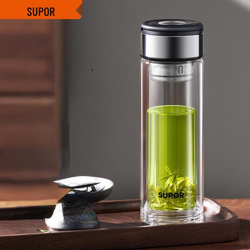 

SUPOR KCG32BR10 Double Wall Glass Tea Infuser Bottle