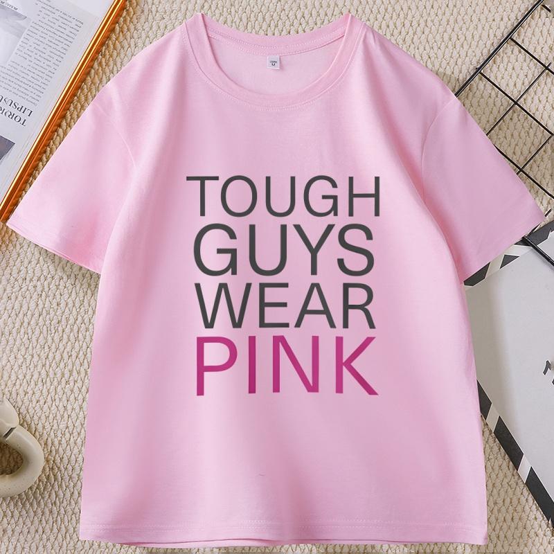 Tough Guys Wearing Pink for Gamers TShirt Unisex WOMEN Cotton Short Sleeve Unisexs Clothing Comfortable Graphic T Shirts Tops