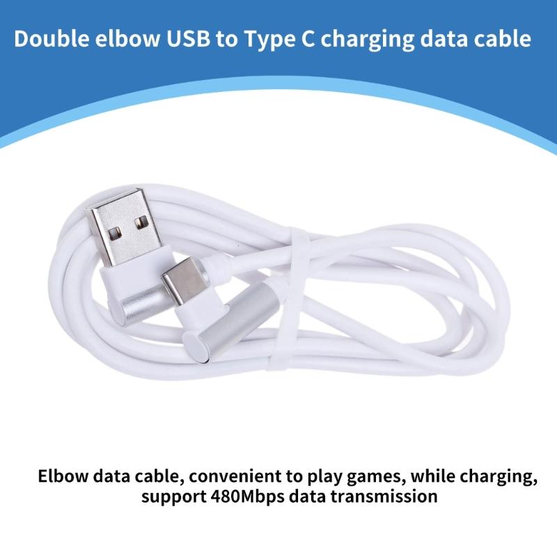 USB C auf USB A Steckerkabel 90 Grad rechtwinklig 2M Typ C Schnellladung und Datenübertragung für Smartphones und Tablets