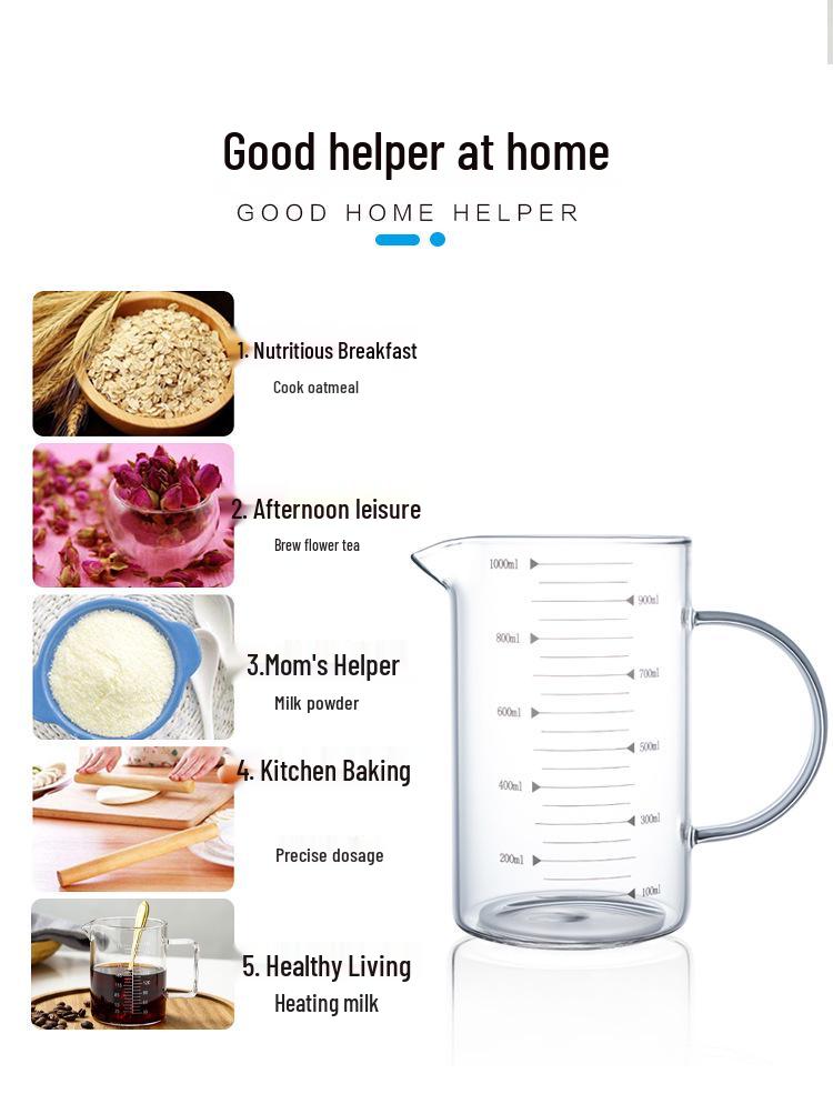 Heat-Resistant Borosilicate Glass Measuring Cup with Scale