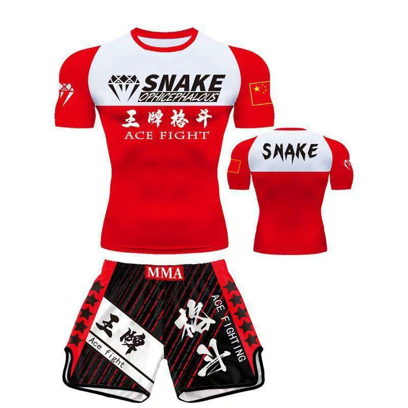 Martial Arts Training Suit Sanda Muay Thai Boxing UFC Style Short Sleeve Shorts Unisex Gym Wear