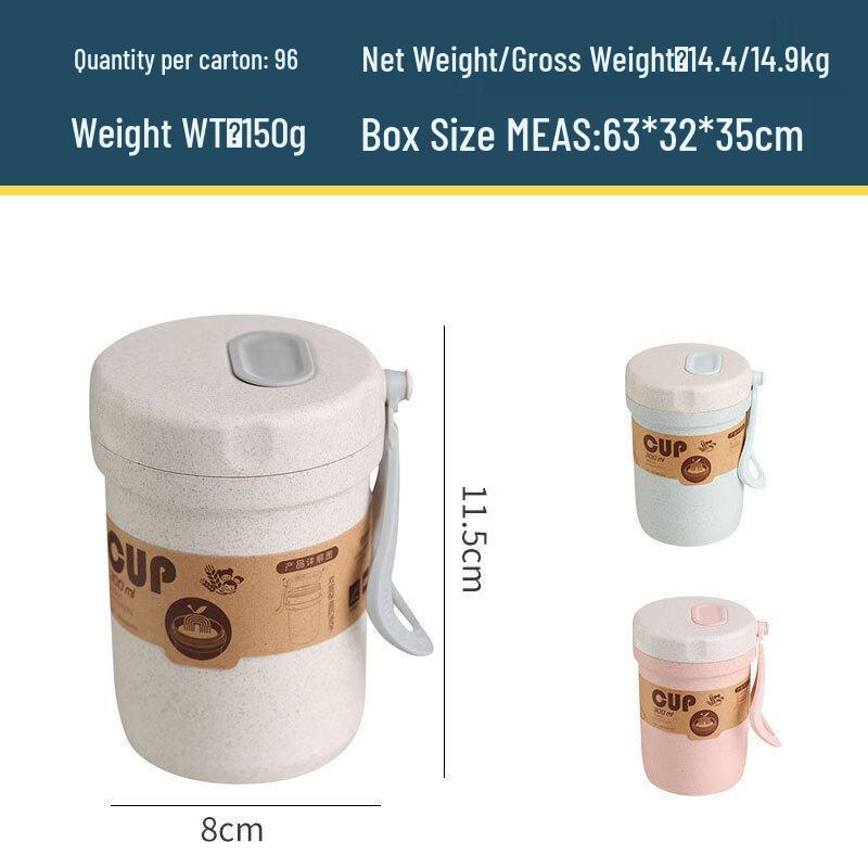 Wheat Straw Double-Layer Soup Cup with Handle