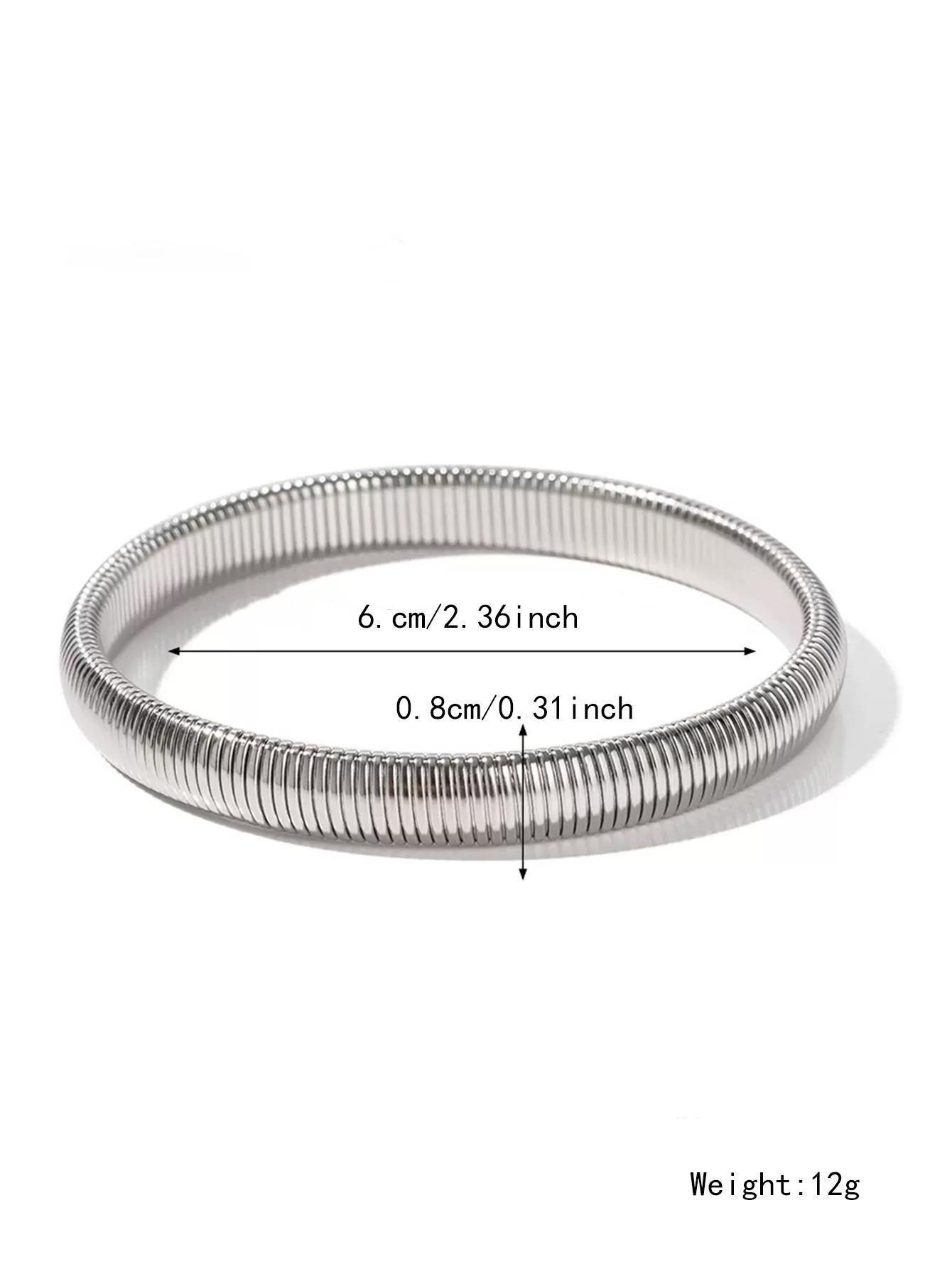 

Exaggerated Personality Gold Color Geometric Vertical Striped Ring Elastic Wide Stainless Steel Bangles for Women Jewelry Gift
