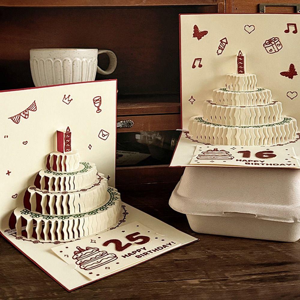 3D Happy Birthday Card Music Light Gift Card New Musical Light Greeting Card  Party Party Supplies