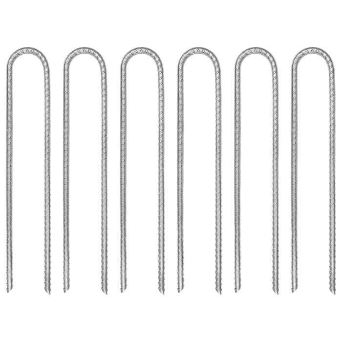 VidaXL Tent Pegs 6 Pcs U-shaped 30 Cm Ø7 Galvanized Steel, Ground Stake, Ground Anchor, Camping Peg 4009345