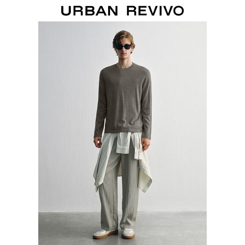 UR 2026 Men's Autumn Casual Textured Crew Neck Knit Sweater