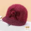 New fashion hairball women's knitted hat outdoor versatile warm and cold rabbit hair adult grandma hat