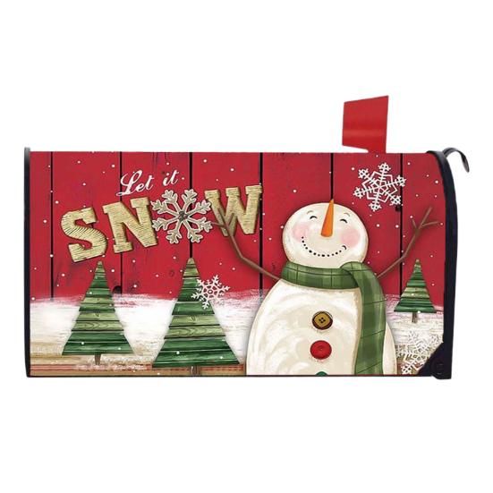 Winter Magnetic Mailbox Cover Standard Size 18 X 21in Merry Christmas Mailbox Wraps Cover Holiday Post Letter Box Cover for Outdoor Garden Yard Decor