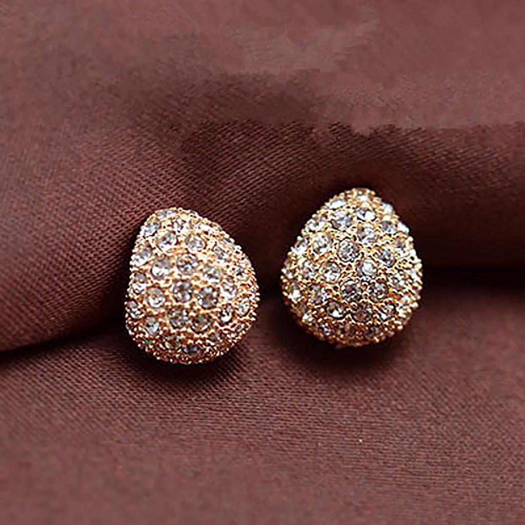 Fashion Women's Korean Style Crescent Moon Rhinestone Shining Stud Earrings