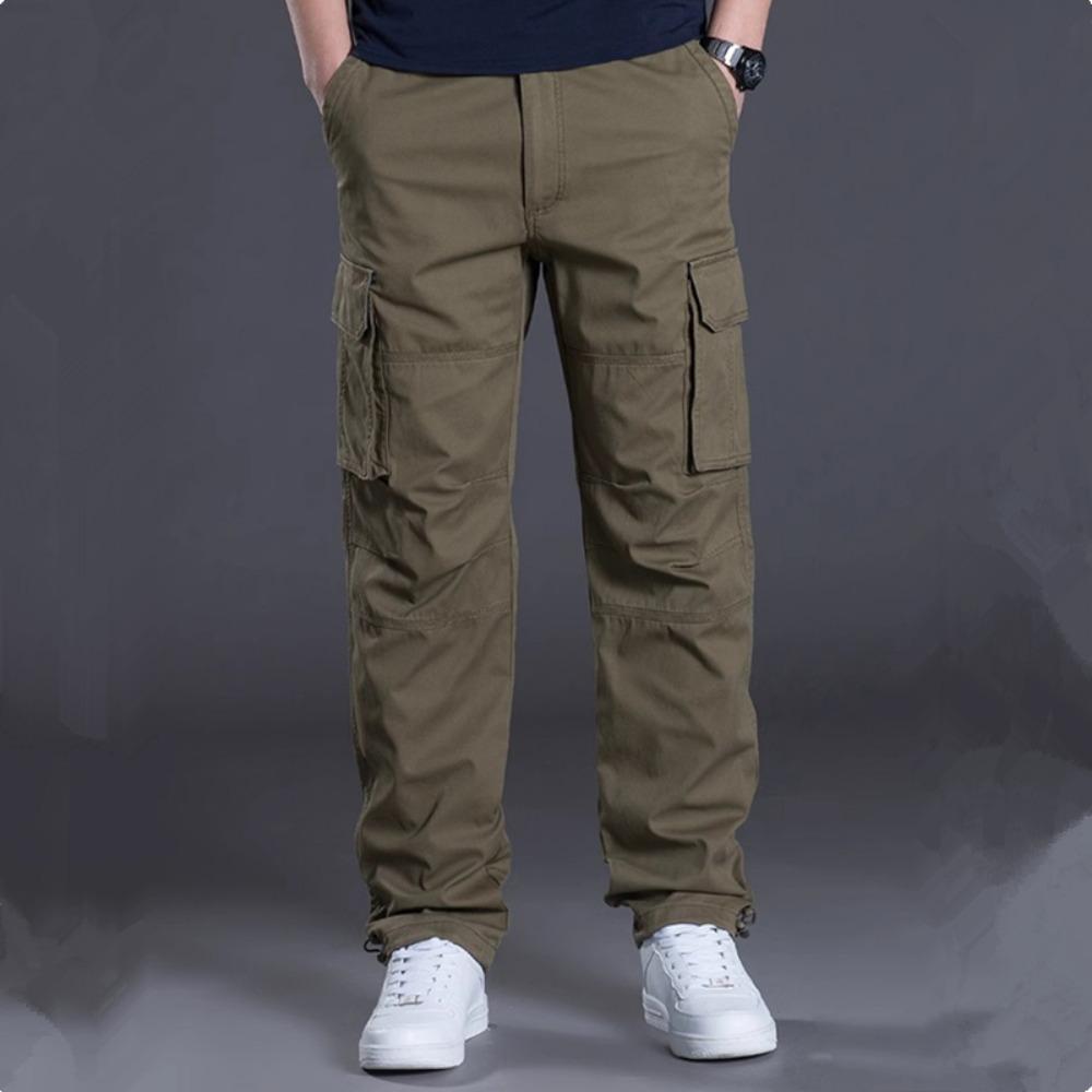 2025 Cotton Multi Flap Pockets Men's Straight Leg Cargo Pants Loose Casual Outdoor Pants Men's Work Pants for Hiking Tactical