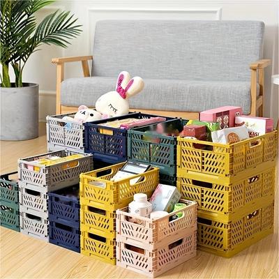 1pc, Folding Plastic Storage Basket, Desktop Stackable Storage Bin, Living Room Refrigerator Storage Box, Under-Bed Storage