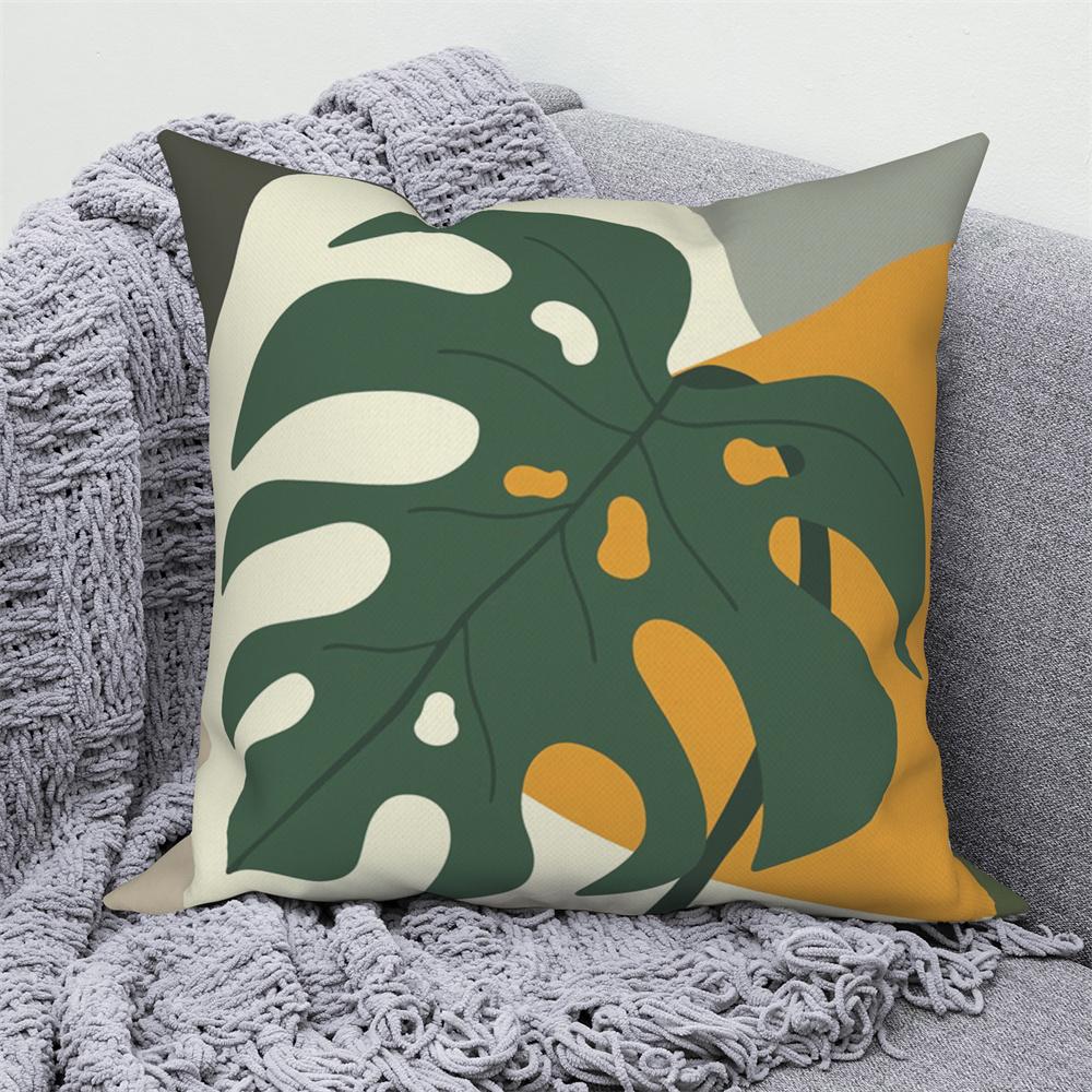 Throw Pillow Sofa Home Decor Decorative Cover Green Tropical Leaf Pink Cushion