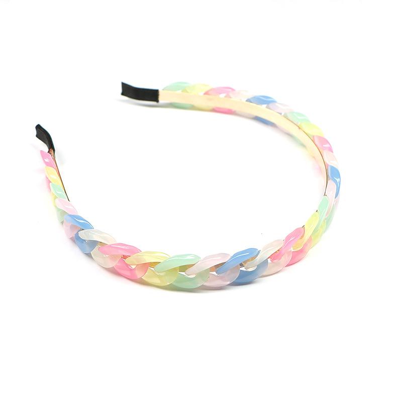 Tie Dye Chain Acetic AcidTwisted Braid Hairband Acrylic Headband  for Women Girls Hair Accessories