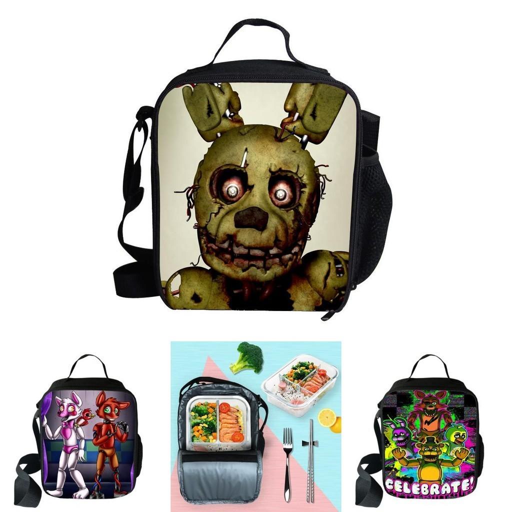 Large Capacity Five Nights At Freddy's 3d Printed Insulated Lunch Bag For Versatile Use