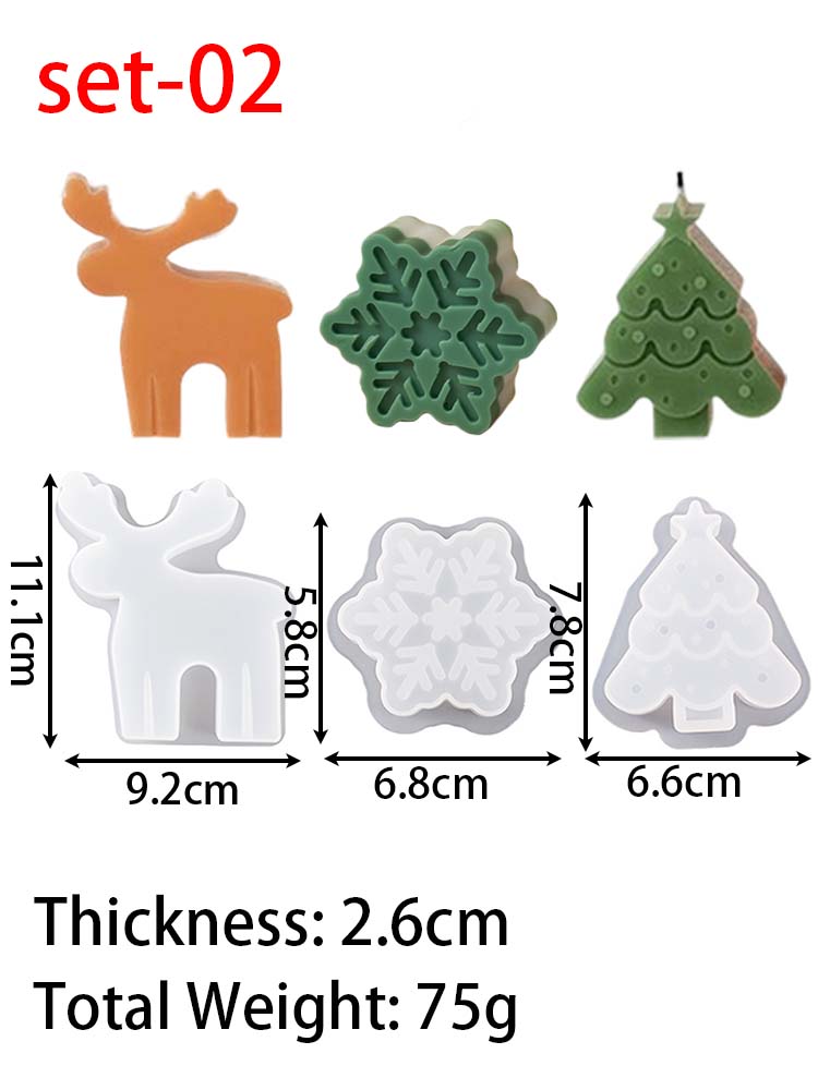 Christmas Series Silicone Candle Mold DIY Gingerbread Man Elk Snowflake Scented Candles Soap Molds Plaster Resin Crafts Making