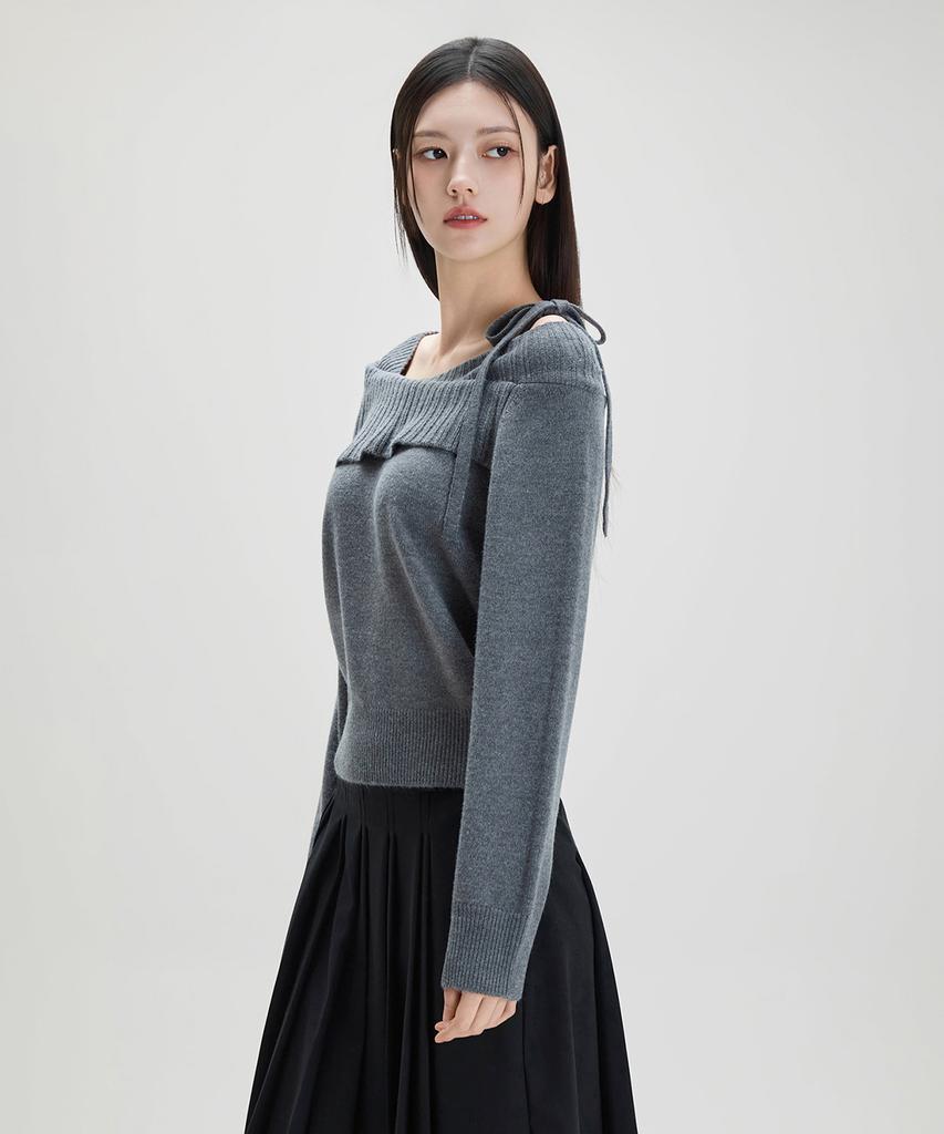 MIXXO Oversized Off-Shoulder Ribbon Pullover Re Kag39Qt_Miwkag48Qt