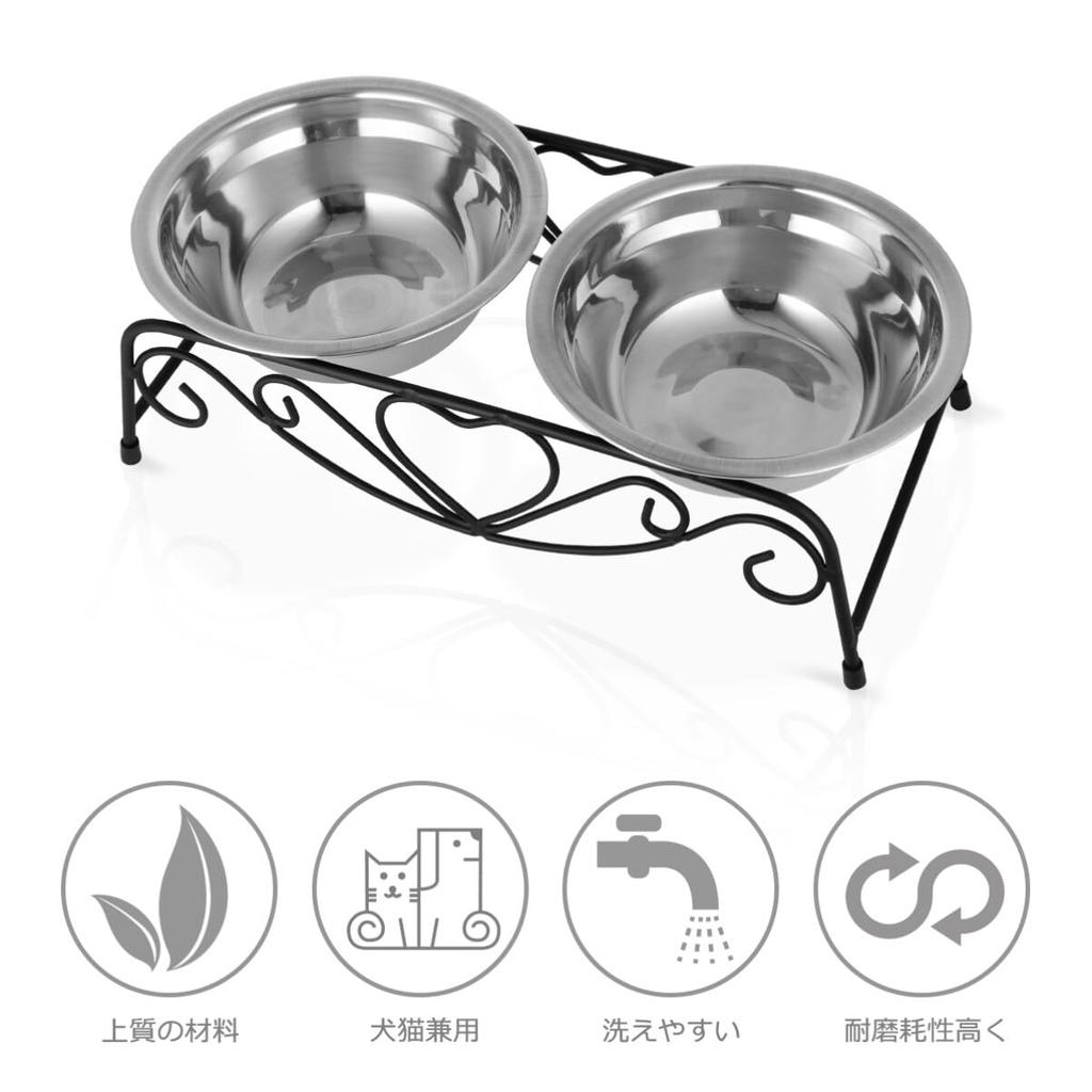 POPETPOP Stainless Steel Removable Food Bowl for Cats and Dogs, with Stand and Legs for Easy Eating and Non-Slip Design