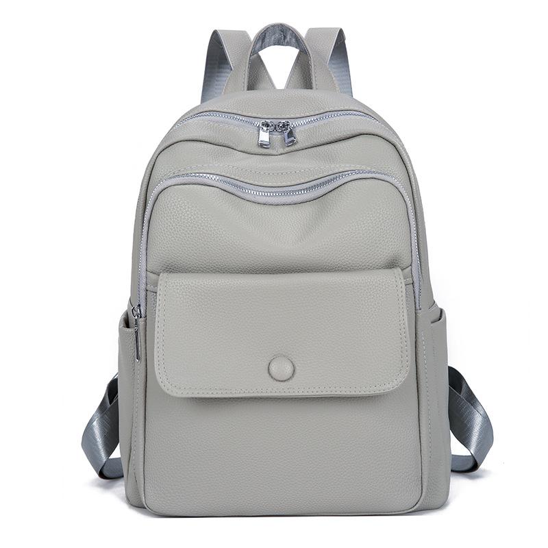 Schoolbag Backpack Women's Korean Edition 1011 Autumn New Fashion PU Personality Women's Travel Backpack Trendy Student School Bag