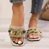 Fashion Women's Fashion Flat Sandals Summer New Square Head Open Toe Metal Chain Soft Sole Anti-slip Wear-resistant Slippers