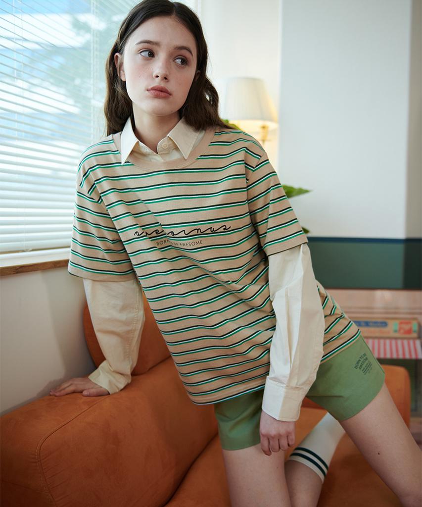 Eoboneoseu Lettering Print Shorts [Green]