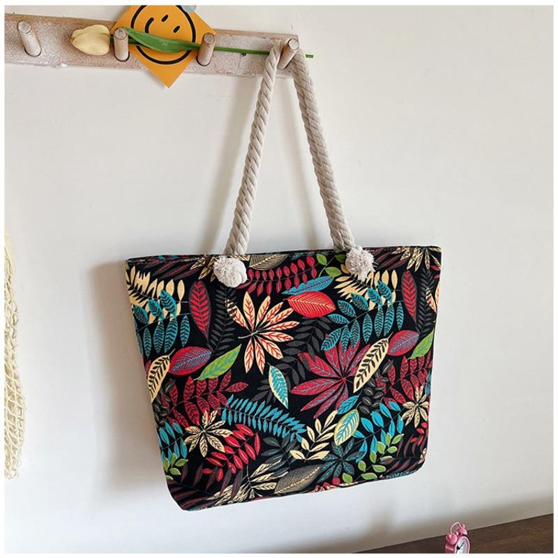 Large Capacity Canvas Bag Women's Shoulder Bag Going Out To Work Shopping Commuting Large Bag Embroidered Canvas Tote Bag