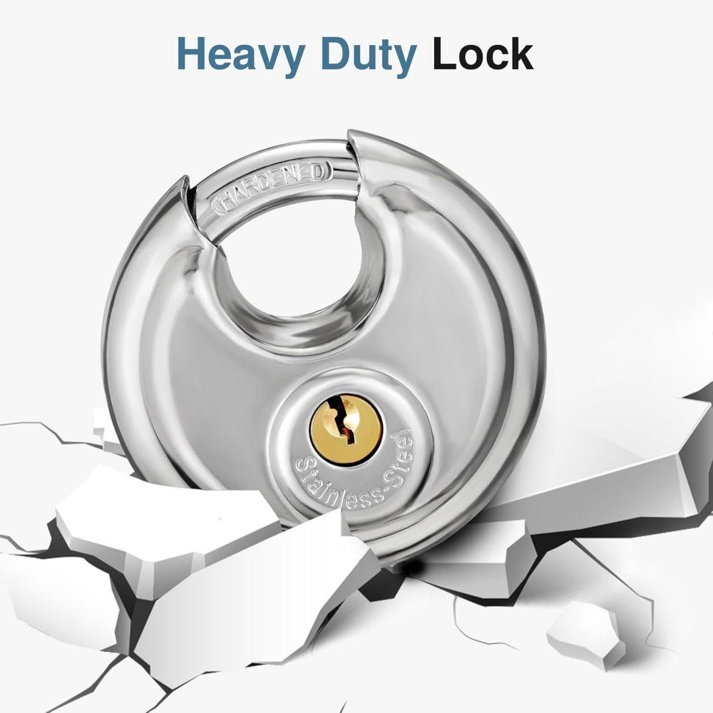 Stainless Steel Disc Locking Padlock Compact Security Lock Durable Round Disc Lock  Indoor Use