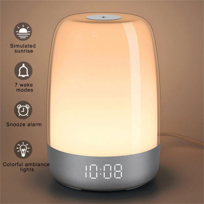 Natural Wake Up Light Alarm Clock Option Bedsides Lamp With  Sunrising Simulation X3UC