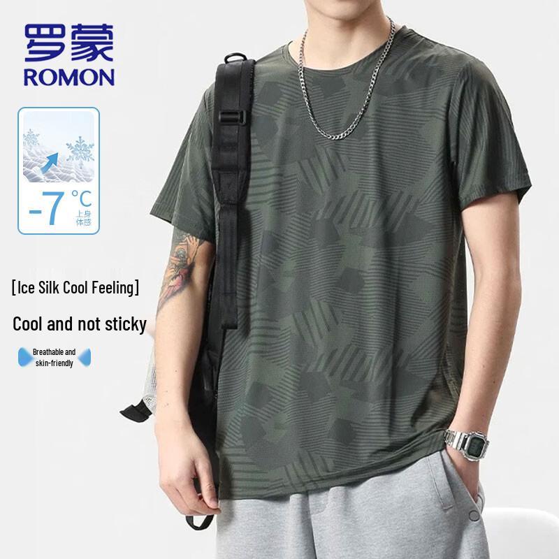 ROMON Men's Ice Silk Quick-Dry Short-Sleeve T-Shirt