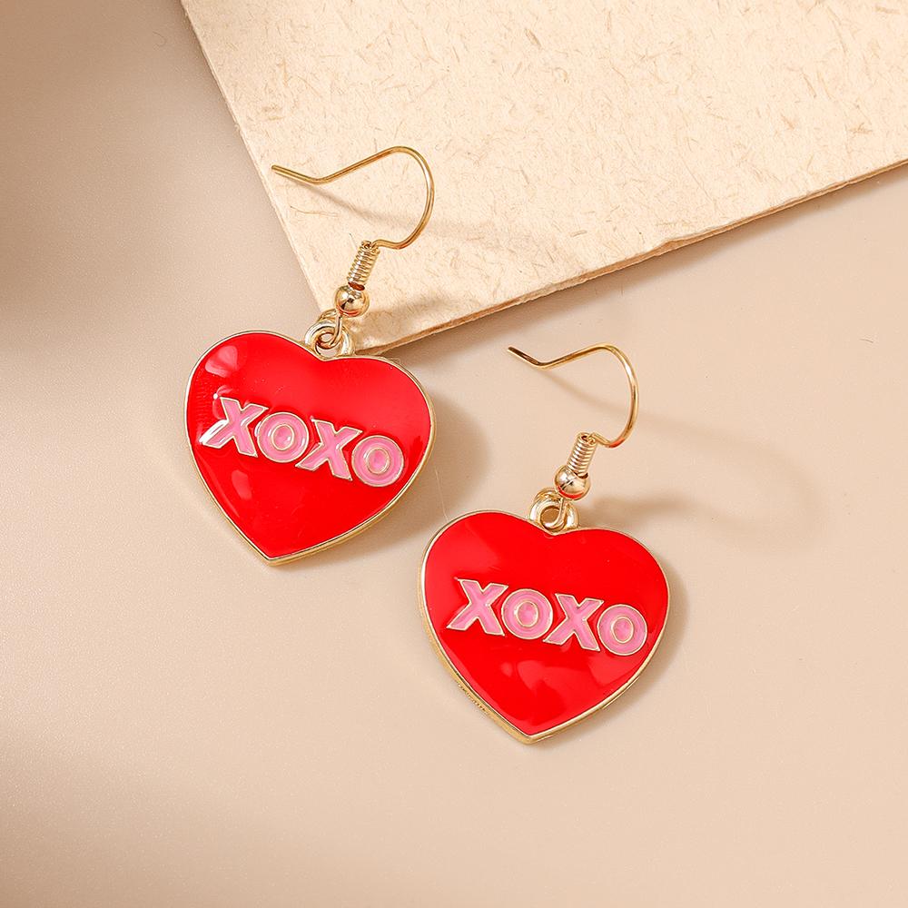 Schattige Emaille Liefdeshart Druppeloorbellen voor Dames Meisjes Letteroorbellen Valentijnsdag Feest Sieraden Cadeau