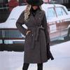 Cappotto da Donna Doppiopetto di Media Lunghezza in Misto Lana - Cappotto con Tasca a Revers Tacca