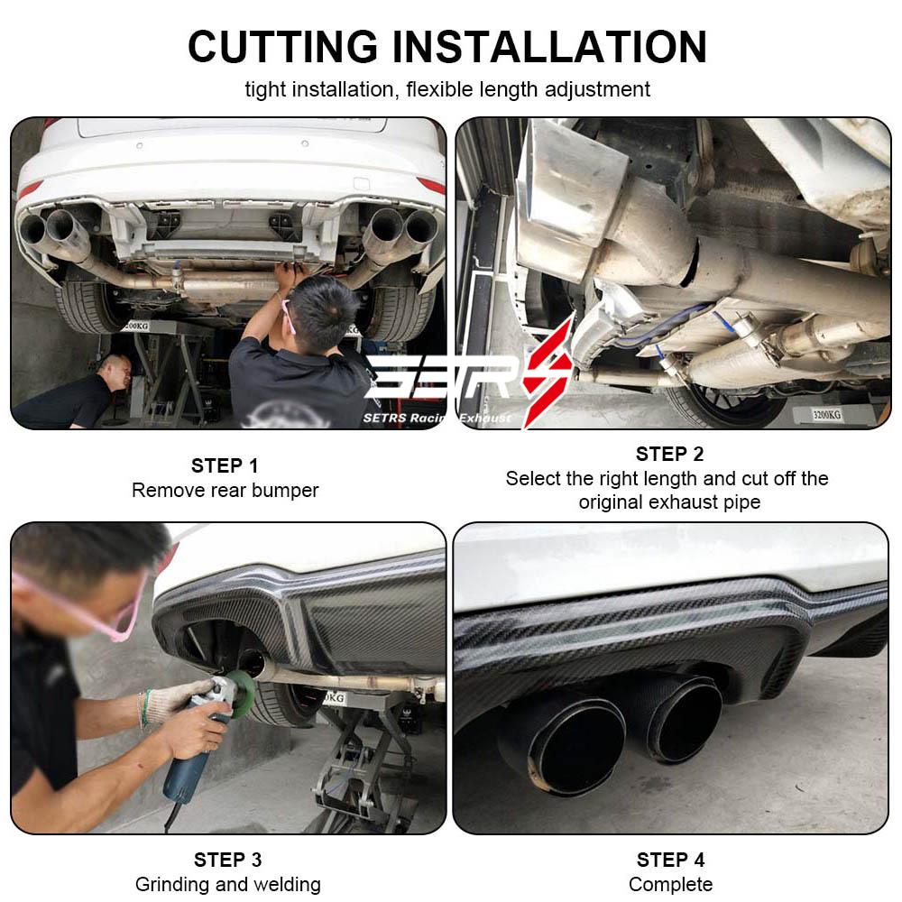 1Pc Universal Slashed Stainless Steel Angled Flange Exhaust Pipe Curly Muffler Tip Slash Cut