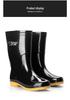 Men's Waterproof Mid & High-Calf Rain Boots: Non-Slip, Fashionable, Warm, Acid & Alkali Resistant, Rubber Sole for Kitchen Work.